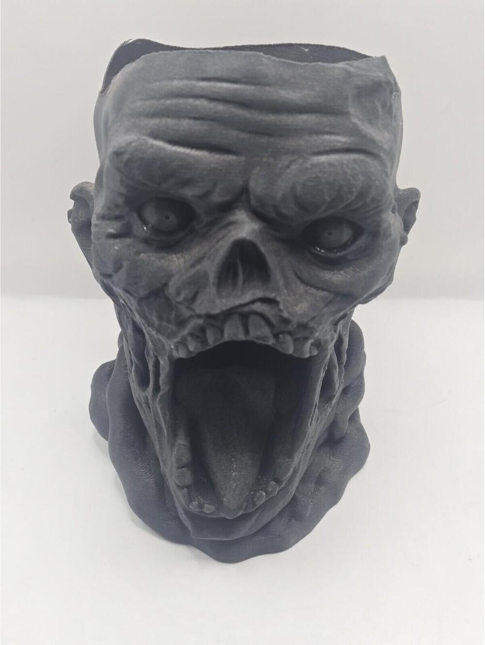 3D Printed Zombie Head Planter Horror Skull Flower Pot Halloween Candy Dish